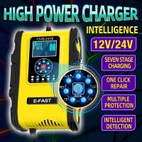 ZZOOI 12A Car Battery Charger 12V 24V Quick Charge Pulse Repair LiFePO4 Motorcycle Car Battery Charger AGM Deep GEL EFB Lead-Acid