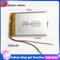 3.7V 500mAh 303450 ลิเธียมโพลีเมอร์ LiPo แบบชาร์จไฟได้ แบตเตอรี่ สำหรับ Mp3 GPS Vedio Game หูฟังบลูทู ธ