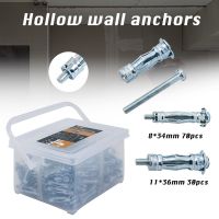 Hollow Wall Anchor 8*34+11*36 Assortment Kit, 100 Pcs Heavy Duty Metal Cavity Plasterboard Plug Fixing ปลั๊กผนังคอนกรีต ที่เสียบตะปูยึดผนัง สกรูและปลั๊กผนัง สมอ drywall พุกร่มเหล็กชุบซิงค์ เบอร์