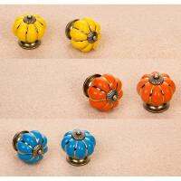 8 COLORS New Chic Ceramic Handle Pull Knobs Cabinet Pumpkin Door Cupboard Drawer Locker