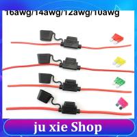 JuXie store Waterproof Mini Small Medium Auto Fuse Holder 16/14/12/10AWG Car Blade Fuse wire cable 10A 20A 30A 50A fuse Power Socket