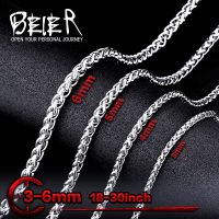 Beier 3/4มม. Kalung Baja Tahan Karat สร้อยคออินเทรนด์บอยแมนสร้อยคอโซ่สีเงิน