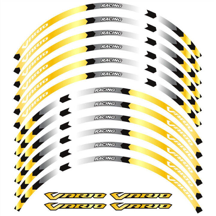 สติกเกอร์ติดอุปกรณ์แข่งรถมอเตอร์ไซค์เท่ขนาด14-14-นิ้วเทปลายทางติดสติกเกอร์ตกแต่งล้อรถมอเตอร์ไซด์สำหรับฮอนด้าวาริโอ-vario125-vario150-vario160