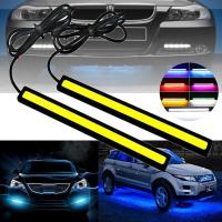 [ANYA Auto Parts] แถบไฟ LED สำหรับรถยนต์อเนกประสงค์2ชิ้นไฟแถบ COB ไฟวิ่งกลางวันโคมไฟสีขาวกันน้ำอุปกรณ์เสริมในรถยนต์