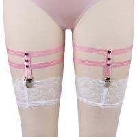 【YF】◑✆◆  Pink Harness Real Row Rivets wedding Leg Garter Thigh Suspender Stocking