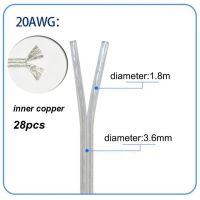 28/26/24/22/20/18AWG สายเคเบิลแบบขนานโปร่งใส2แกนทองแดงไฟ DC เส้นแบน1A 2A 3A 7A 5A สำหรับแถบไฟ LED