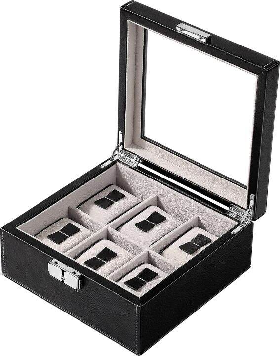 Asal Baretulip Watch Organizer untuk Lelaki Watch Pemegang Kes 6 Slot