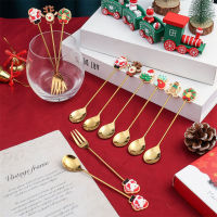 New Year Coffee Spoon Dessert Spoon Table Decorations Home Fruit Fork Tableware Set Christmas