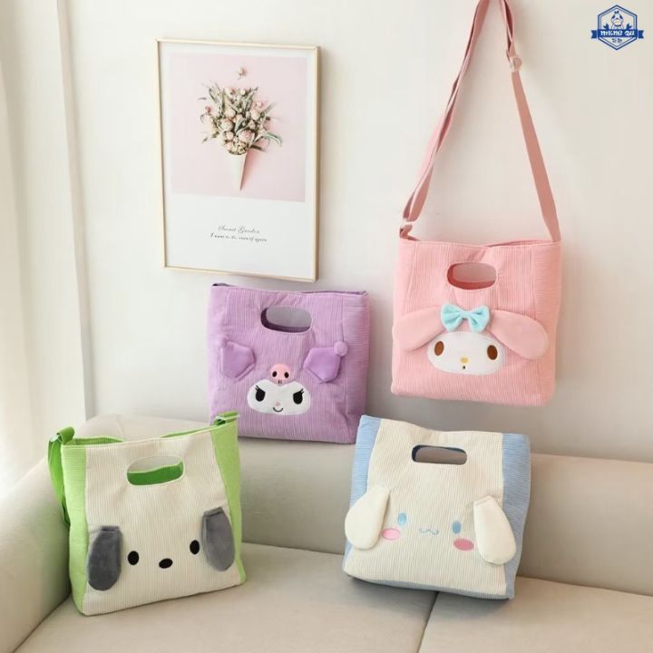 Hello Kitty Sanrio Plush Kawaii Cartoon Cute Printed Small Square Bag  Shoulder Bag Anime Plush Toys for Girls Birthday Gift