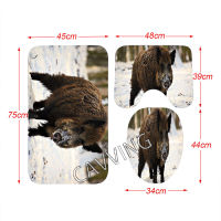 Wild Boar 3D พิมพ์ผ้าม่านห้องน้ำกันน้ำผ้าม่าน Anti-Slip Bath Mat ชุดพรมห้องน้ำพรม Home