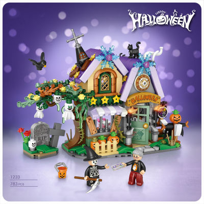 LOZ mini diamond building block Haunted House assemble building bricks Halloween trick or treat figures educational toy for gift