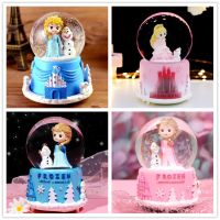 Crystal Ball Music Box Girls Princess Girl Star Rainbow Unicorn Glowing Snowflakes Music Box Home Decoration Desktop Ornament