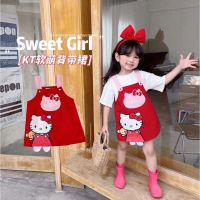 CUI YI SHOP Outer clearance princess style sports ins cat red dress suspender summer girls