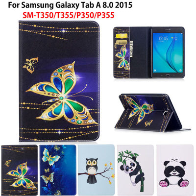 SM-P355สำหรับ Samsung Galaxy Tab A 8.0 2015 SM-T350 SM-T355 SM-P350 P355ฝาครอบรูปแบบผีเสื้อแฟชั่นพลิกกรณี