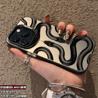 Iphone xrบอดี้14pro Apple XR to 13Pro Ultimate Edition Dark Double Snake Metal Buttons XR to 14Pro Matte Modified Phone Case