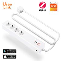 Zigbee Smart Power Strip 16A Eu/uk,Uselink Smart Power Bar Multi Outlet Extension Cord With 2 USB And 4 AC Plugs By Tuya