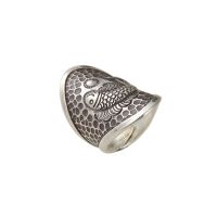 Restore ancient ways do old koi sterling silver ring S925 men and women appear more money every year 2 fingers covered by hand tattoo ring —D0517