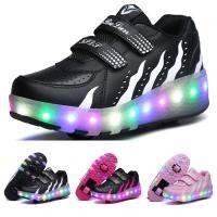 Size 28-40 Led Wheels Sneakers for Kids USB Charging Glowing Roller Skate with Lights Double Wheely on Heel Children