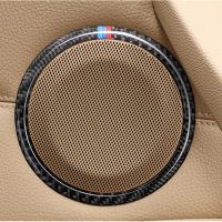 2Pcs Carbon Fiber Car Door Speaker Decorative Circle Sticker Loudspeaker Trim Accessories For BMW 3 Series E90 X1 E84 2005-2012