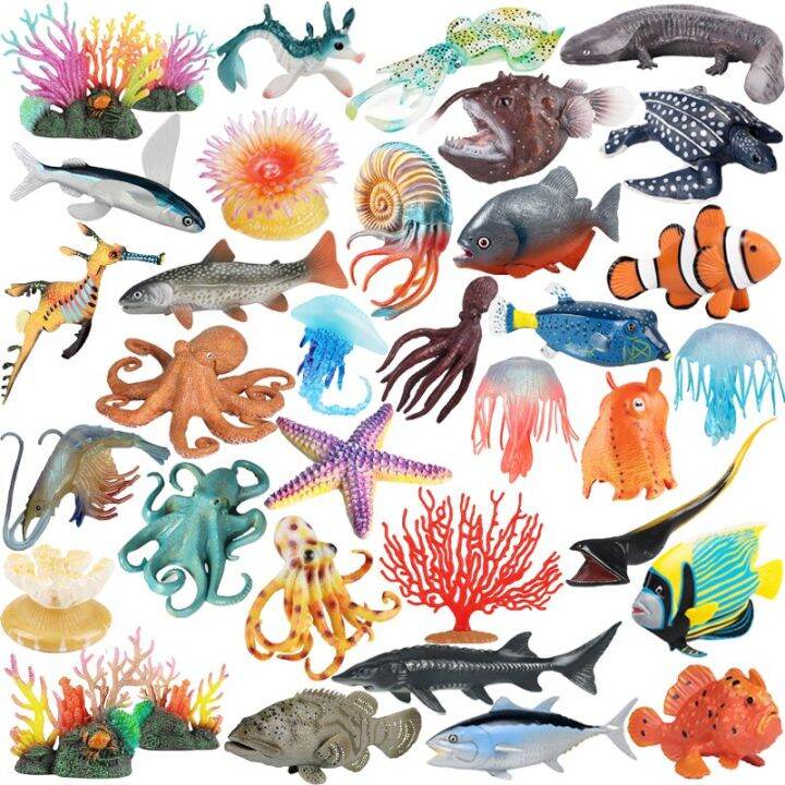 Lifelike Marine Animal Figurine Octopus Stingray Jellyfish Coral Sea