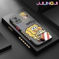 Jlingji เคสสำหรับ VIVO Y52S Y31s Y54s IQOO U3 IQOO U3X การ์ตูนมีความสุข SpongeBob บางมีน้ำค้างแข็งโปร่งใสแข็งขอบสี่เหลี่ยมกันกระแทกรูปแบบปลอกซิลิโคนคลุมทั้งหมดป้องกัน Softcase