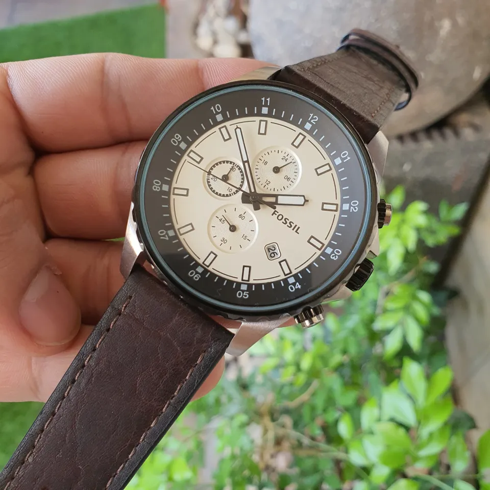 Fossil FS5674 Dillinger Chronograph Dark Brown Leather White Dial