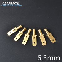 50PCS 6.3mm Brass Crimp Terminal Male Spade Connector