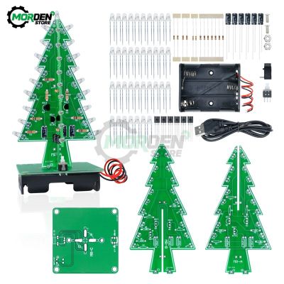 3 Color/7 Color DIY 3D Christmas Tree Soldering Practice Electronic Science Assemble DIY Kit Flashing LED PCB Replacement Parts