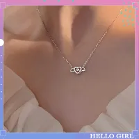New Cupid Heart with Diamond Pendant Literary Wild Clavicle Chain Light Luxury Necklace Hello Girl Jewelry