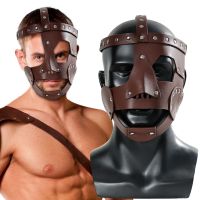 Medieval Warrior Gladiator Leather Mask Cosplay Roman Egyptian Myth Soldier Vintage Punk Helmet Halloween Party Costume Props