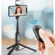 Q12S Hidden Design Rotatable Fill Light Bluetooth Tripod Selfie Stick With