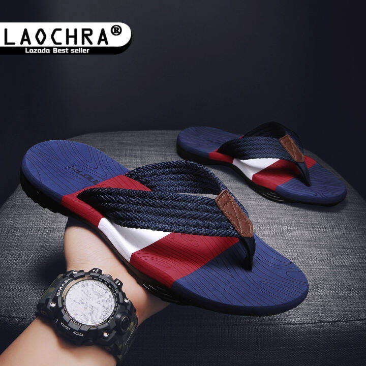 laochra-รองเท้าแตะสำหรับผู้ชาย-รองเท้าแตะเดินชายหาดในฤดูร้อนสไตล์เกาหลีรองเท้าแตะฟลิปเปอร์แบบดั้งเดิมรองเท้าแตะไม่ลื่นสำหรับผู้ชาย