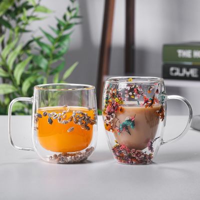 【CW】⊕❁♠  Wall Glass Mug with Sea Snail Cups Student Gifts Juice Drinking Cup Glasses Household Drinkware