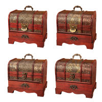 Large Vintage Metal Lock Trinket Jewelry Storage Box Organizer Handmade Decorative Wooden Treasure Case Chest Gift