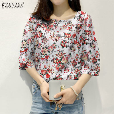 (จัดส่งฟรี)Fancystyle ZANZEA เสื้อคอวีทรงหลวมพิมพ์ลายดอกไม้สำหรับผู้หญิงสไตล์เกาหลี #11