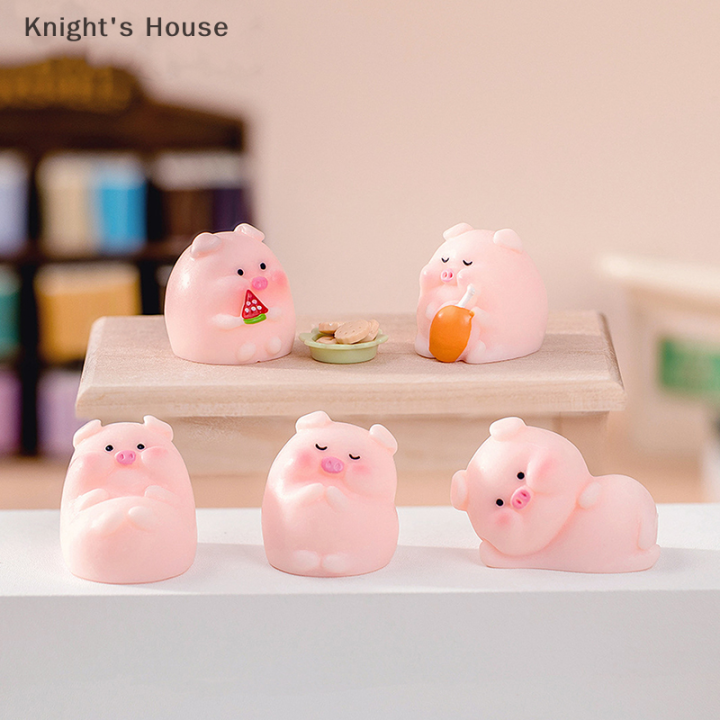 knights-house-รูปปั้นตัวการ์ตูนน่ารักรูปปั้นหมูขนาดเล็กเครื่องประดับเรซิ่นภูมิทัศน์ขนาดเล็กสำหรับตกแต่งบ้านห้องสัตว์น่ารักเครื่องประดับรถ