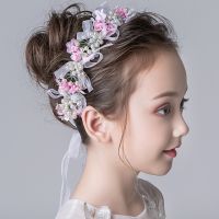 Crystal Flower Crown Kids Rhinestone Princess Headbands Jewelry Head Band Hairband Cute Girl Corolla Pearl Hair Bands