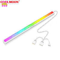 COOLMOON ริ้วสายไฟแม่เหล็ก ARGB พร้อมหัวซิงค์แสงเปลี่ยนสีความเร็ว5V 3-Pin 4-Pin แถบไฟ Led แถบไฟ28ซม.