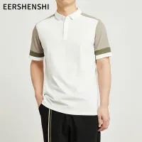 EERSHENSHI เสื้อยืดแขนแขนสั้นครึ่งคอปกทรงหลวมสีเสื้อโปโลของผู้ชายเสื้อสำหรับผู้ชาย