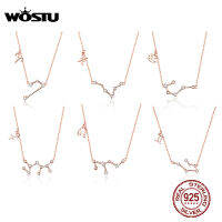 WOSTU 2019 Women 12 Conslation Silver 925 Sterling Rose Gold Necklaces Pendants Long Chain Choker For Women Jewelry