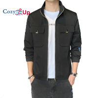 Cozy Up Men S Bomber Jackets Loose Stand Collar Casual Letters Batik Chest Pocket