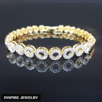 Inspire Jewelry ,สร้อยข้อมือ Design ฝังเพชรสวิส ตัวเรือนหุ้มทองแท้100% 24K ขนาด 18CM พร้อมกล่องกำไลหรู