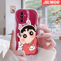 JIUMOO เคส A14 A04s Galaxy A13 5G ปลอกสำหรับ Samsung ลายการ์ตูนดินสอสีชินจันขอบเนื้อครีมนิ่มเคสมือถือกันกระแทกแบบใสที่สร้างสรรค์เคสโปร่งใสลายกล้องถ่ายรูปเรียบง่ายฝาครอบป้องกัน