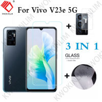 (3 In 1) For Vivo V23e 5G ฟิล์มกระจกนิรภัย Tempered Glass ฟิล์มกระจกกันรอยกล้องหลัง+เลนส์กล้องถ่ายรูปฟิล์ม + 3D คาร์บอนไฟเบอร์ด้านหลังฟิ