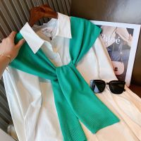 Hot sell Ins web celebrity pure color knit with a small shawl age season South Korea take the shoulder scarf joker decorative detachable collar tank top