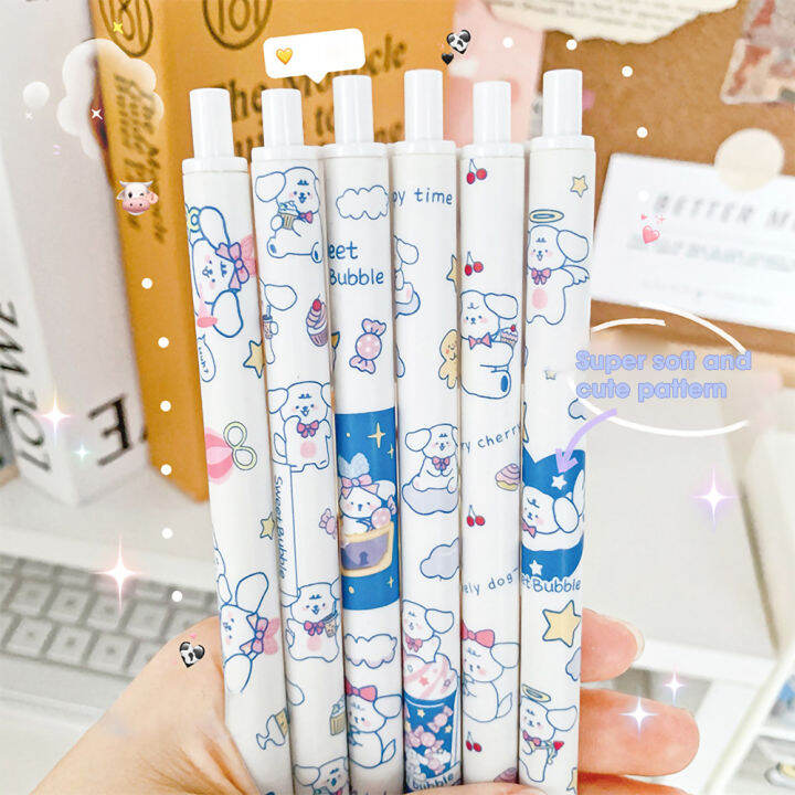 free-shipping-5pcs-นักเรียนโรงเรียนสำนักงานเครื่องเขียนแบบกดปากกาหมึกเจลตัวการ์ตูนน่ารักสีดำขนาด0-5มม