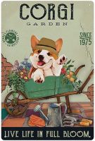 Corgi Garden Metal Sign Retro Wall Art Metal Poster Plaque Used for Garden Coffee Home Man Cave Wall Decoration