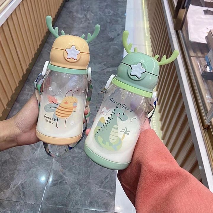 New Boy Girl Children Baby Water Bottle for Kids School Outdoor Travel Cute Cartoon Fashion Shoulder Strap Lovely Deer Fawn Bottl, Size: 700 ml