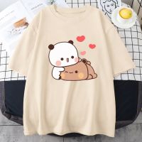 Cartoon Panda Bear Bubu And Dudu Tshirt Cotton Women Kawaii Printed Ullzang Tees Ohals Anime