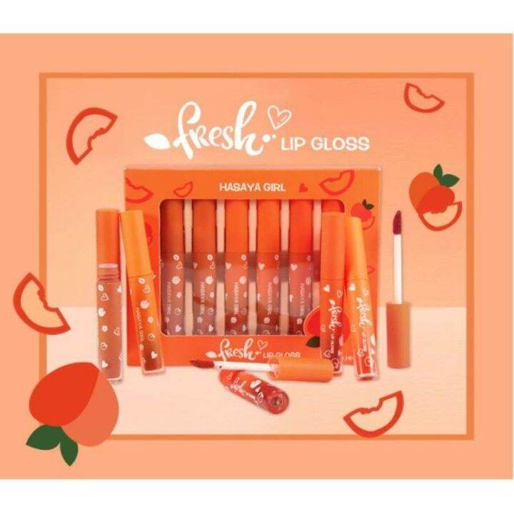 NEW! 6pcs Hasaya Girl Peach Fresh velvet Lip Gloss Set Gift SetzGY